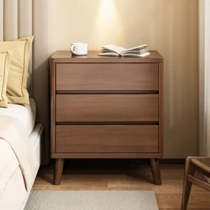 Modern Wooden Bedside Table with Drawers