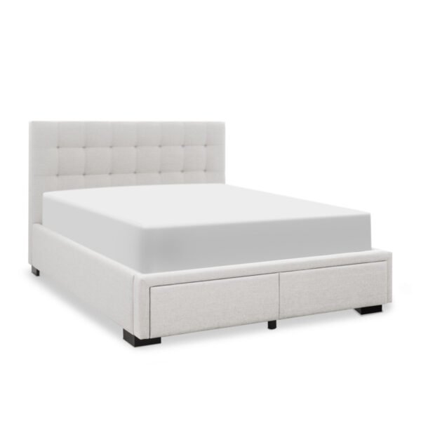 Lillian Stone Grey Queen Bed with 2 Drawers