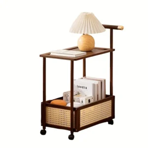 2 Tier Vintage Rolling Side Table